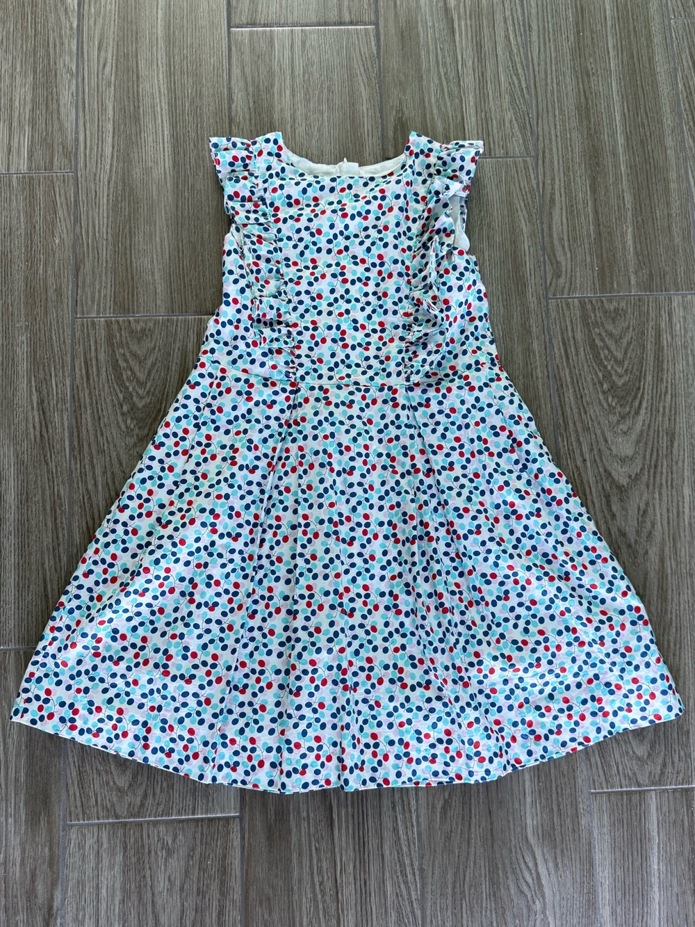 NWT Jacadi White Dress with Red and Blue Dot Print